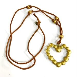 The Limited Gold Tone Heart Pendant Necklace With  Leather Cord